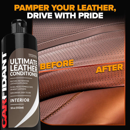 Leather Couch Conditioner & Restorer - Full Leather Restore & Conditioning Kit with Applicator Pad for Car Seats, Couch, Furniture, Shoe, Sofa, Bag & Purses - 18 fl. oz.
