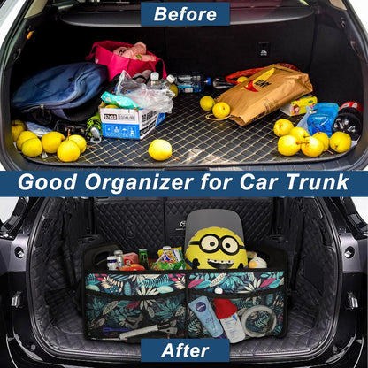 Deosk Car Trunk Organizer for SUV, Car Organizers and Storage with Reinforced Handles, Car Accessories for Women/Men 50LWaterproof Polyester Trunk Organizer, Black