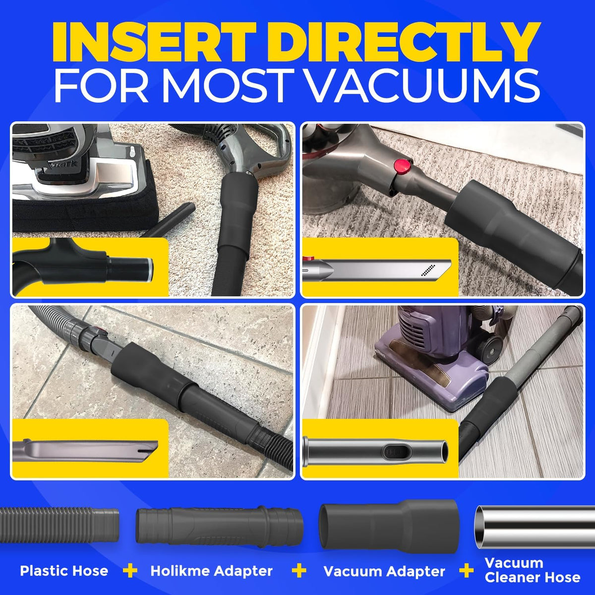 Holikme Dryer Vent Cleaner Kit Dryer Lint Vacuum Attachment Brush, Lint Remover, Dryer Vent Vacuum Hose Replacement Parts,Duct Cleaning,Blue