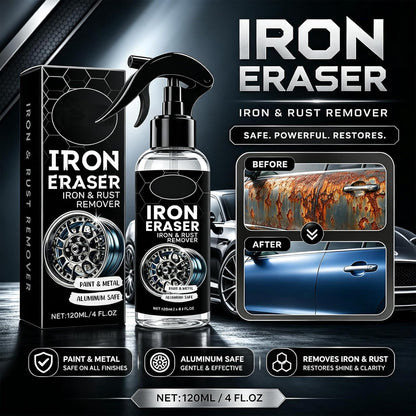 Iron Eraser Rust Remover Spray – Fast Acting Iron & Brake Dust Remover for Car Wheels and Paint, Professional Automotive Surface Cleaner, Iron Powder Remover (2 Pack)