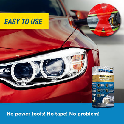 Rain-X 610153 Headlight Restoration Kit - Car Light Lens Cleaner/Restorer with Sanding & Polishing Drill Attachments & Sealant Wipe, Removes Scratches & Oxidation- All in 1 Long Lasting Formula
