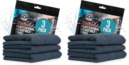 Chemical Guys Workhorse Professional Grade Microfiber Towels for Cars - Black 16x16 Inch Microfiber Cleaning Cloths for Home & Pet Drying, Soft & Scratch-Free, Washing, Drying & Cleaning, 3 Pack