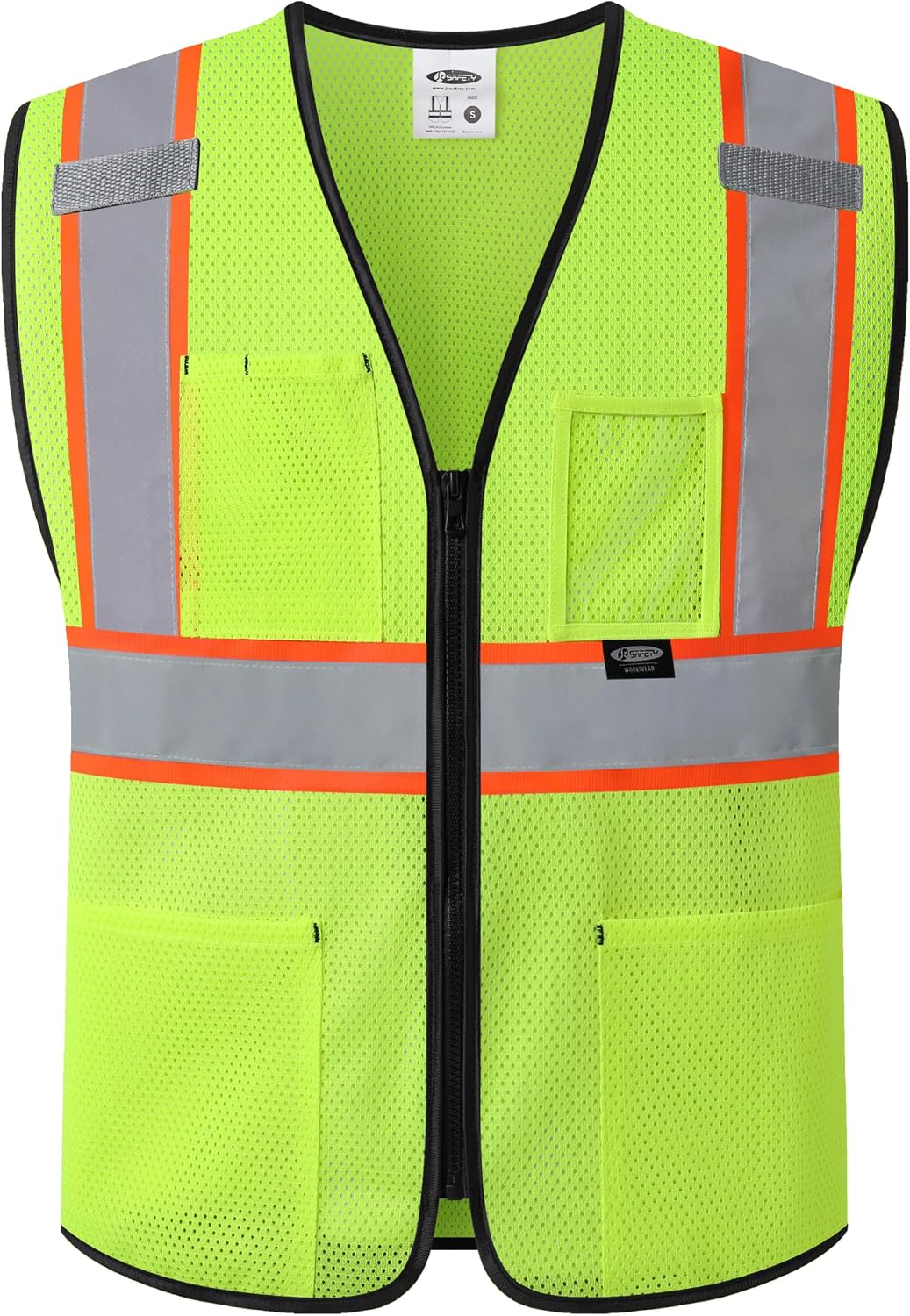 JKSafety Safety Vest for men women Hi Vis Vest with Pockets and Zipper High Visibility Meet ANSI Standard（BX310