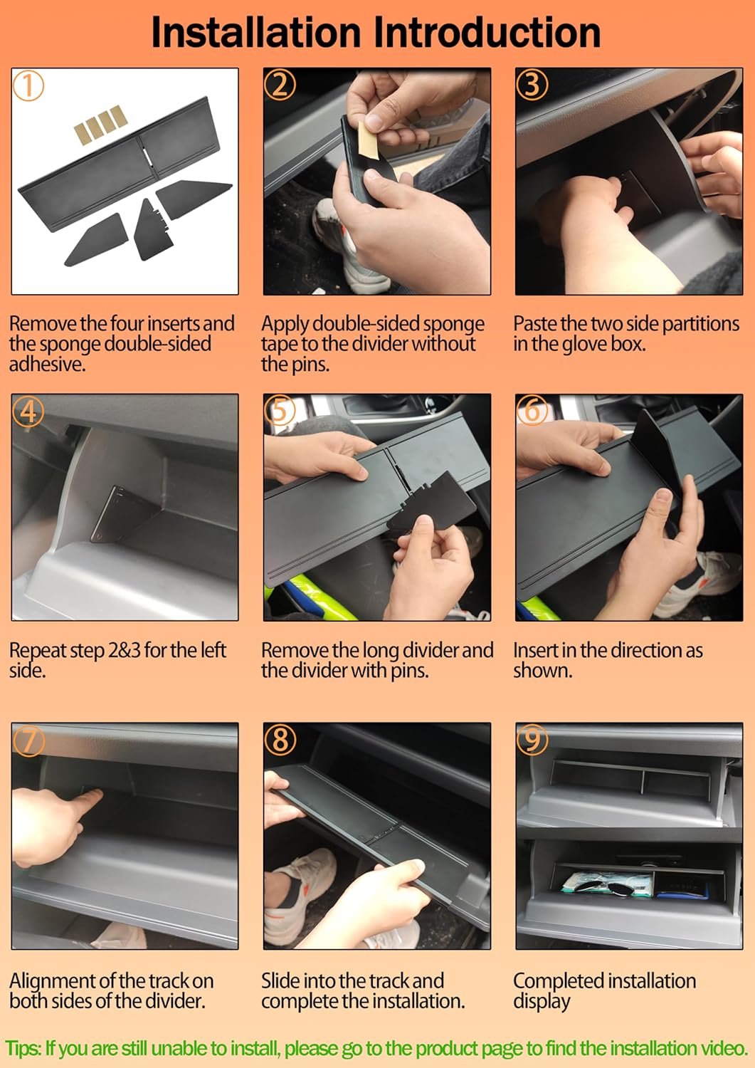 TACORBO Glove Box Organizer Compatible with RAV4 2025 2024 2023 2022 2021 2020 2019 Accessories, Insert Glove Compartment Dividers Black ABS Materials – Not for Large Glove Box Versions