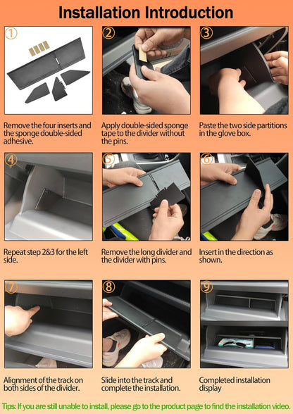 TACORBO Glove Box Organizer Compatible with RAV4 2025 2024 2023 2022 2021 2020 2019 Accessories, Insert Glove Compartment Dividers Black ABS Materials – Not for Large Glove Box Versions