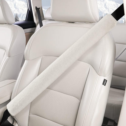 LACDL Extra Long Seatbelt Cover Super Soft Furry for Adults Kids Women & Men, Thick Plush Full Car Seat Belt Strap Cushion, Fluffy Shoulder Pad Protector, Auto Interior Accessories, 1pc, Black, 15.5in