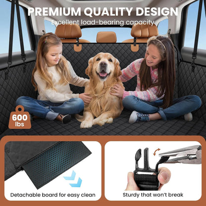 A-Pce 600D Heavy Duty Dog Car Seat Cover for Back Seat, 2026 Upgraded | Hard Bottom Back Seat Extender for Pets- Holds 600lbs, Waterproof Scratch Proof Nonslip Dog Hammock for Cars Trucks and SUVs