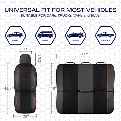Skechers Air-Cooled Memory Foam Seat Covers,Mesh Thick Car Seat Covers,Piping Leather Car Seat Covers Front Seats,Airbag Compatible,Automotive Comfort Universal FitMost Cars,Vans,Truck,SUV,Black