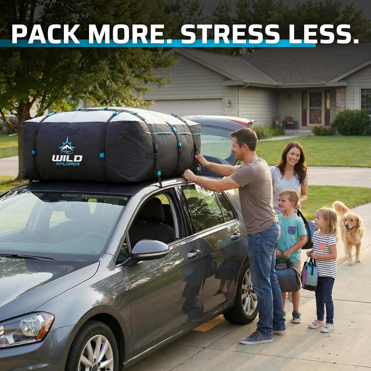 Rooftop Cargo Carrier - 15 Cubic Feet (L), Waterproof Soft Shell Car Roof Cargo Carrier, Heavy Duty Car Top Luggage Cargo Bag with Patented Door Hooks and Non-Slip Mat