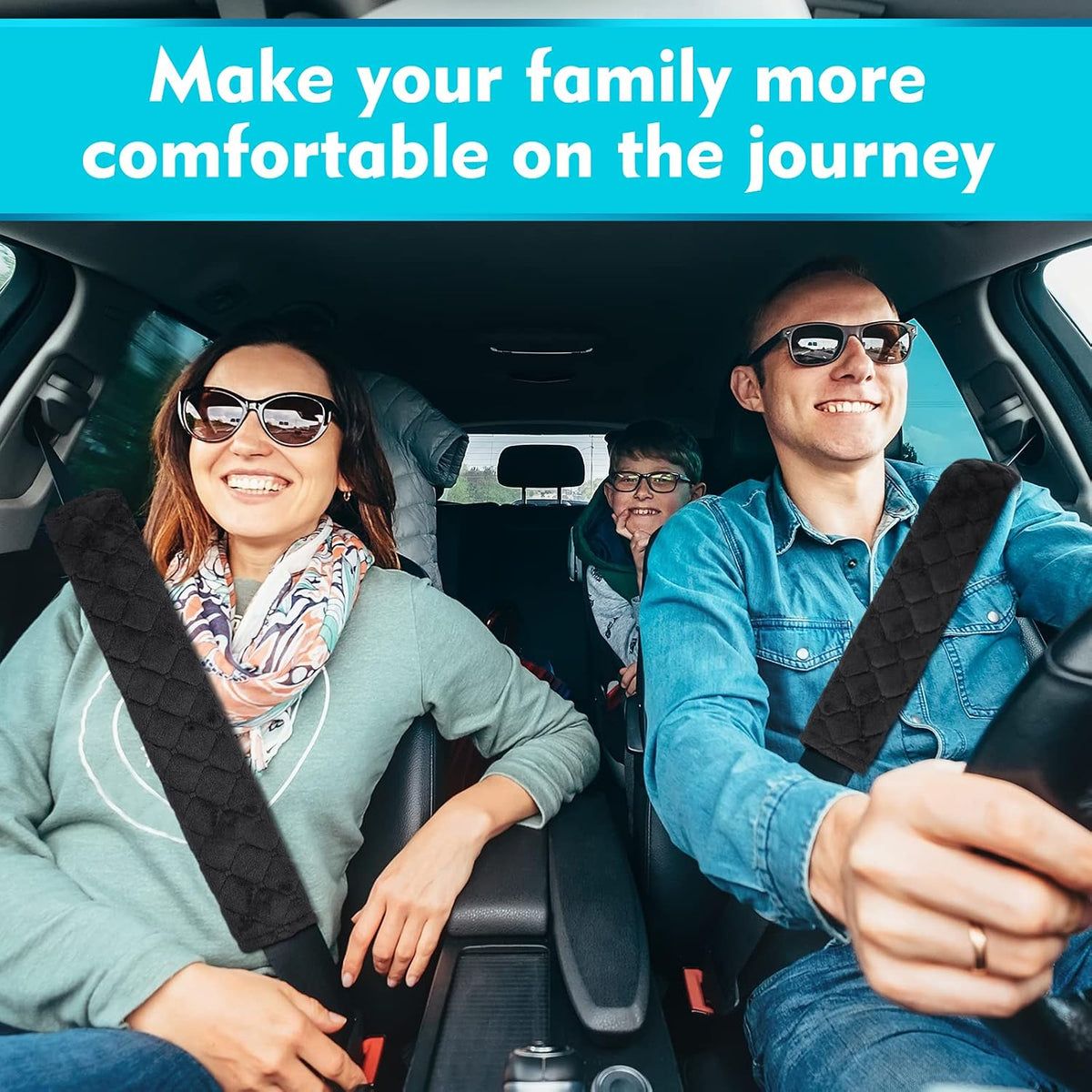 Tatuo 4 Pack Seat Belt Cover Extra Long Seat Belt Pads for Car Soft Comfort Shoulder Strap Covers Harness Pads Helps Protect Your Neck and Shoulder(10.6 Inch,Black)