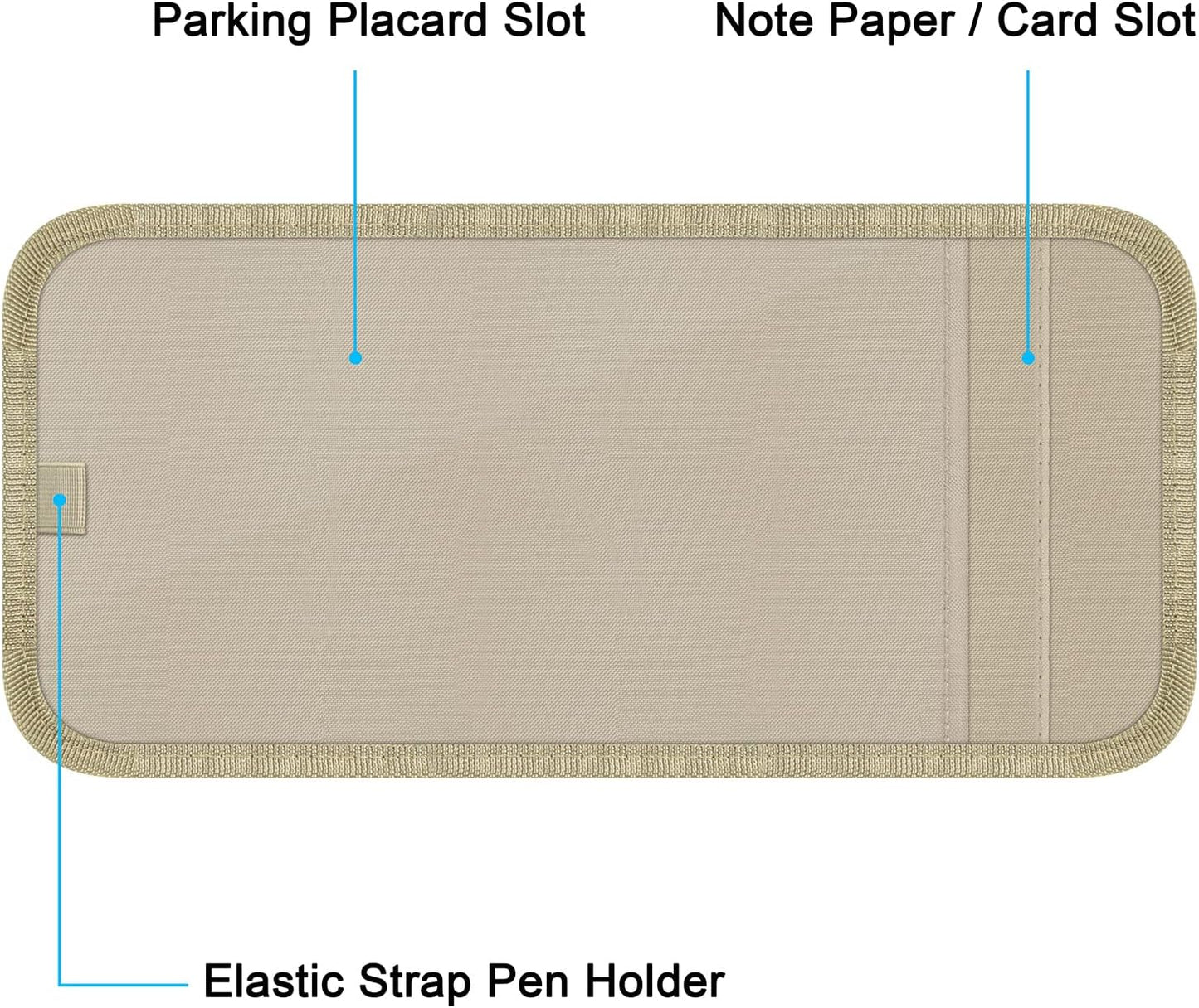 Handicap Placard Holder for Auto, Wisdompro Disabled Parking Permit Sign Protector for Car Sun Visor with Note Paper Slot, Pen Holder and Elastic Strap - Black