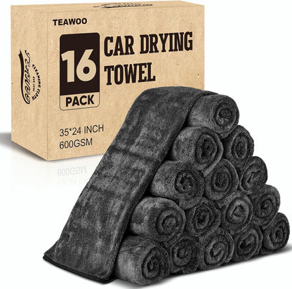 TEAWOO 3-Pack Microfiber Towels for Cars (24" x 35"), Extra Large Super Absorbent Car Drying Towel, Drying Towel for Car & Trucks, Car Towels Drying with No Streaks & Scratches