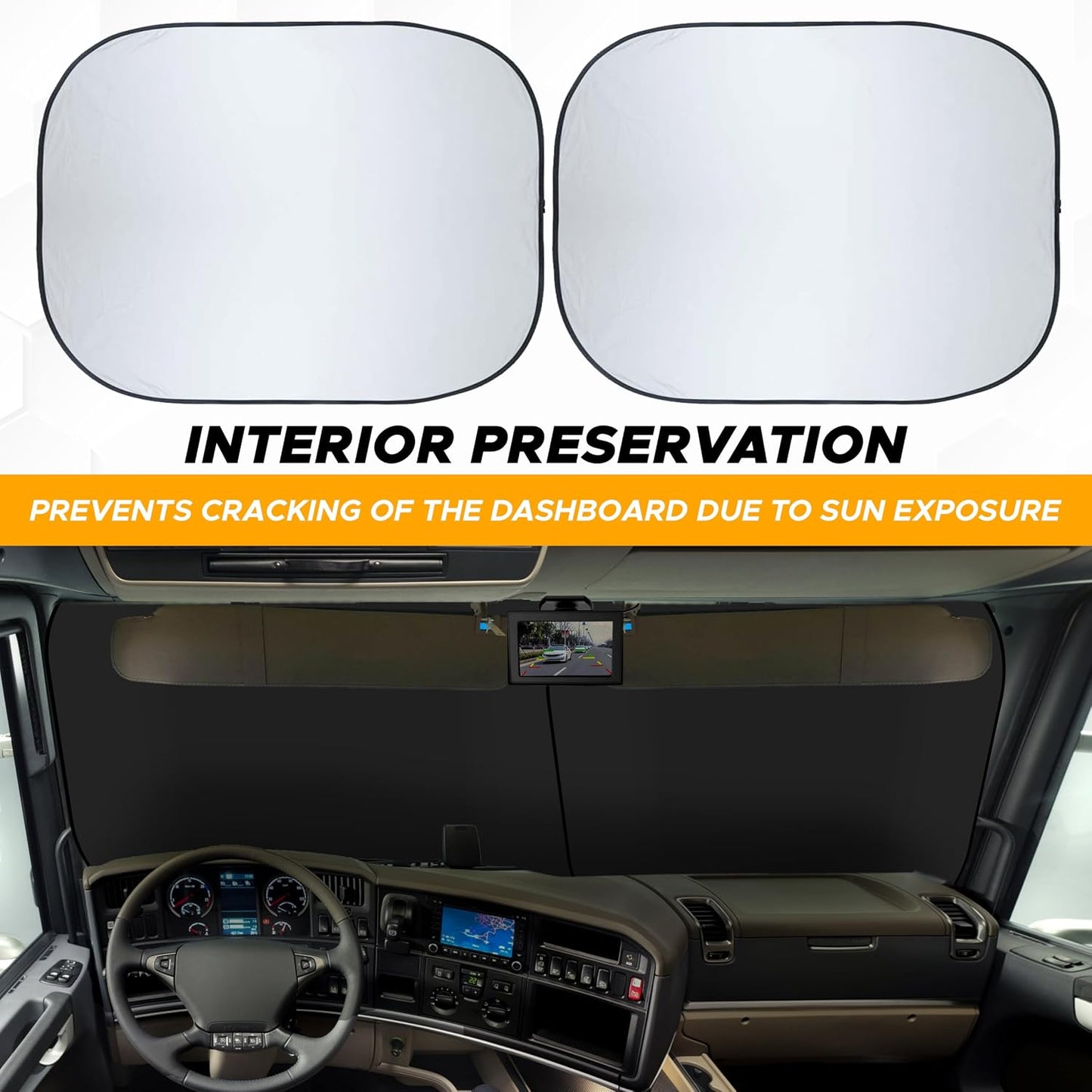 EcoNour 2 Piece Foldable Car Windshield Sun Shade – UV & Heat Protection, Interior Cooling, Durable Upgraded Design, Easy Fold, Front Window Sunshade - Medium (31" L x 28" W)