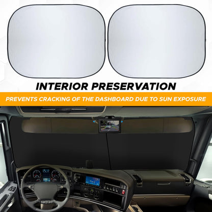 EcoNour 2 Piece Foldable Car Windshield Sun Shade – UV & Heat Protection, Interior Cooling, Durable Upgraded Design, Easy Fold, Front Window Sunshade - Medium (31" L x 28" W)