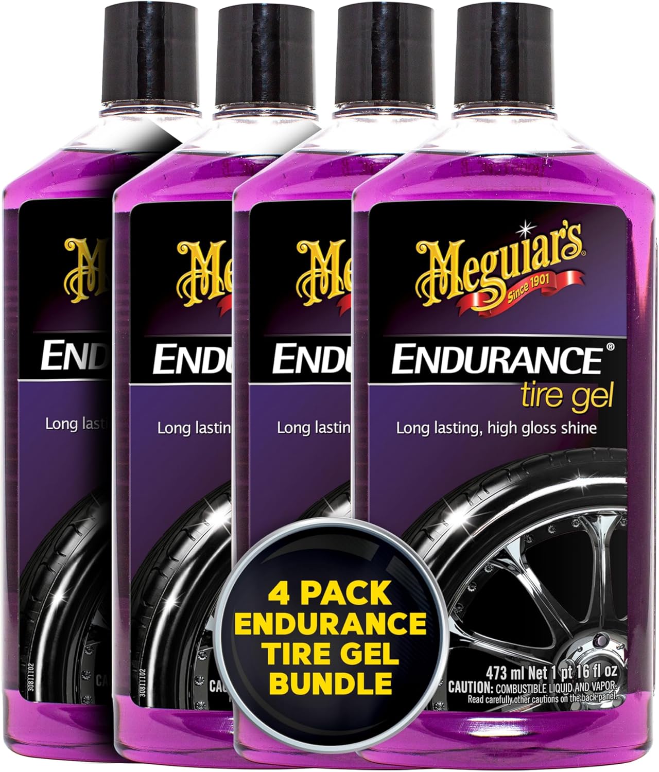 Meguiar’s Endurance Tire Gel - Tire Shine Gel, Premium Car Tire Shine For A Lasting Glossy Finish; Apply To Tires Cars, Trucks & Suvs To Keep Tires Looking Deep Black And Clean -16 Oz