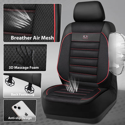 CAR PASS Leather Seat Covers Full Set Universal Water Resistant 3D Foam Back Support, Luxury Comfort Automotive 5 Seat Covers All Season Fit for SUV,Sedan,Van, Airbag Compatible Elegance(Pure Black)
