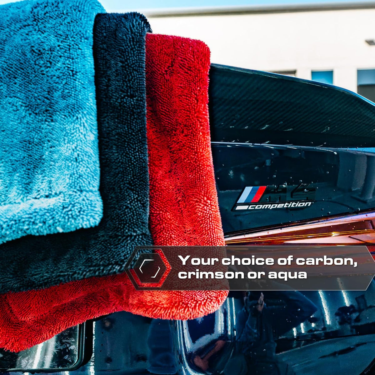 Blackline 24"x36" Twisted-Loop Car Drying Towel, 1300GSM, Streak Free, Lint Free, Reusable - Car Accessories, Microfiber Cleaning Cloth for Car, Truck, SUV - One Pass is All You Need