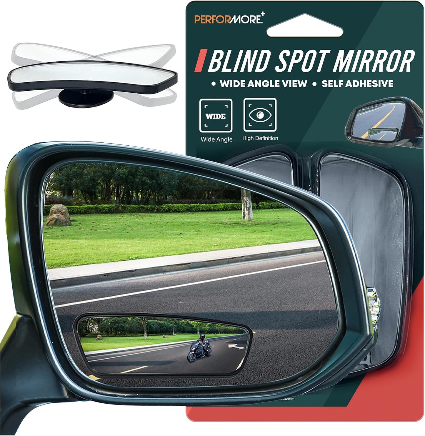 Blind Spot Mirror 2 Pack, 2 Inch Round HD Glass Convex Mirror for Car, Wide Angle Side Rearview, Waterproof 3M Adhesive, Easy Installation for Cars SUV and Trucks - Performore