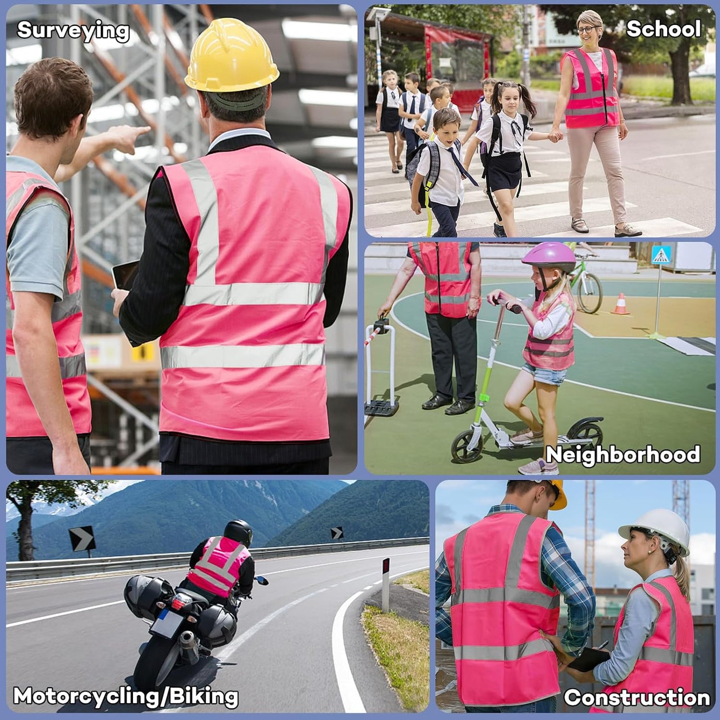BURVAGY 3-Pack Reflective Safety Vest For Women Men - High-Visibility Safety Vest with 2in Reflective Strips for Emergency, Construction, and Safety Use (Green XX-Large)