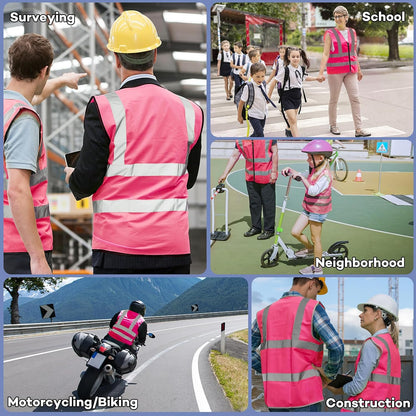BURVAGY 3-Pack Reflective Safety Vest For Women Men - High-Visibility Safety Vest with 2in Reflective Strips for Emergency, Construction, and Safety Use (Green XX-Large)
