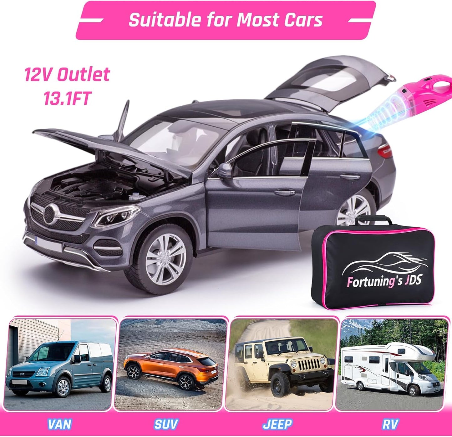 47PCS Car Detailing Kit Interior Cleaner, Car Cleaning Kit, Car Vacuum Car Interior Detailing Kit, Car Wash Kit with Bucket Auto Detailing Brush Set Car Accessories for Motorcycle, Cars, Bikes, Wheels