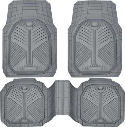 CAR PASS Heavy Duty Rubber Car Mats with Cargo Liner, Deep-Dish Car Floor Mats and Trunk Mat All Weather, Universal Trim-to-Fit for SUVs Trucks Sedans, Waterproof Anti-Slip, Trimmable V12 Black