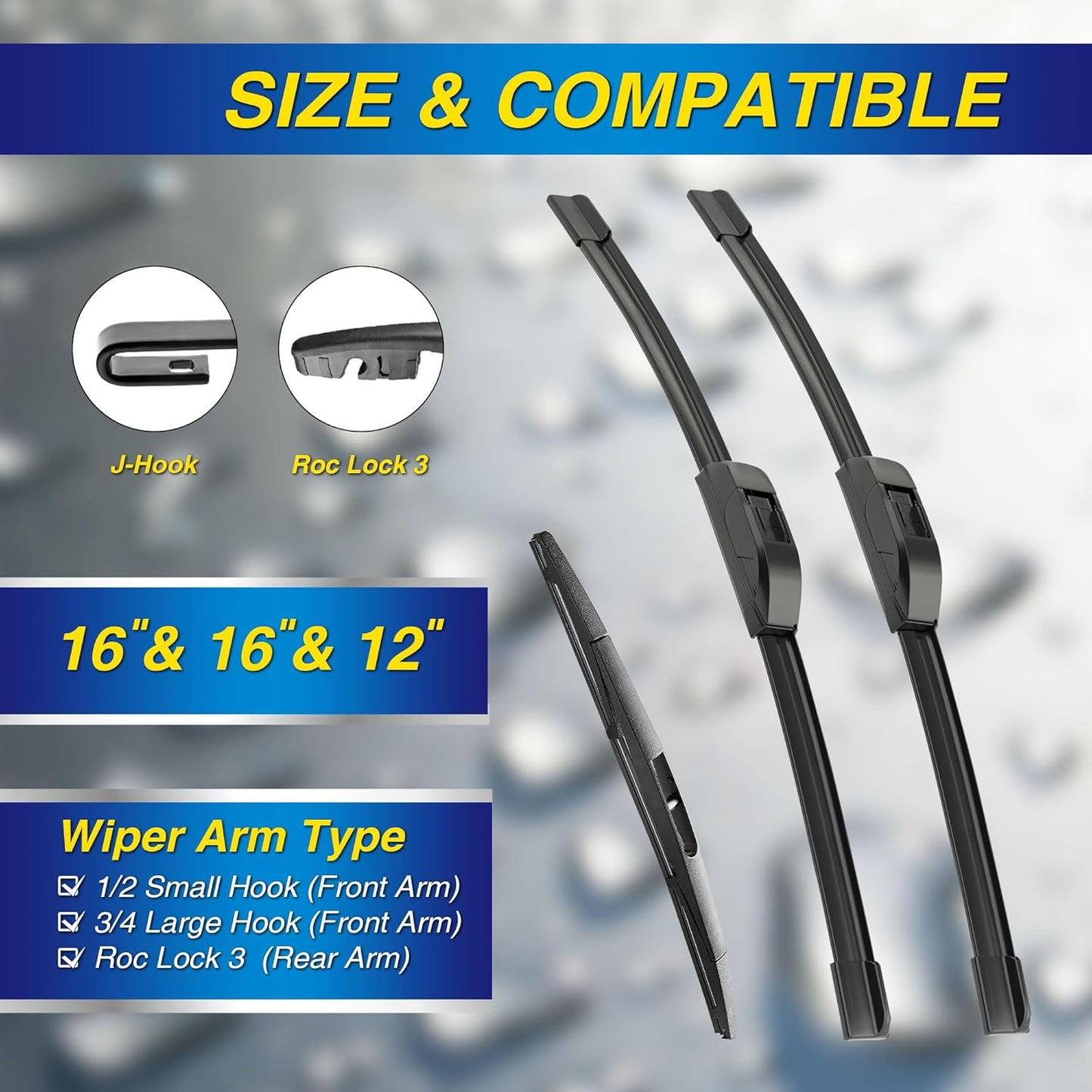 5 PLUS® Silicone Windshield Wipers Replacement for 2007-2014 Ford edge, 2007-2015 Lincoln MKX Wiper Blades(Set of 3),Automotive Replacement Windshield Wiper Blades For My Car-26"/20"/14" - Colors A
