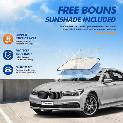Car Cover Waterproof All-Weather,Heavy-Duty Outdoor Full Exterior Automobiles Sedan/Coupe (Length 186-193 inch) with Windshield Sun Shade Universal Fit Toyota Camry, Tesla Model 3, Accord etc