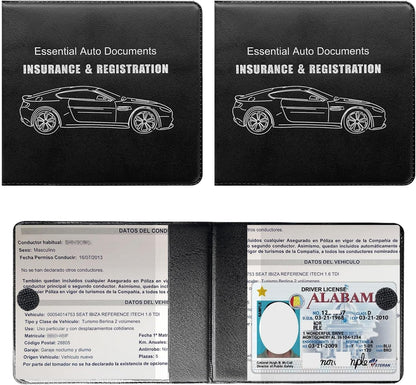 Yourkar 4PCS Car Registration Insurance Holder, Vehicle Glove Box Car Organizer with Magic Tape Closure, Driver License Keeper for Cars, Car Accessories (Big Car, Blue