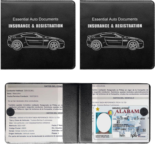 Yourkar 4PCS Car Registration Insurance Holder, Vehicle Glove Box Car Organizer with Magic Tape Closure, Driver License Keeper for Cars, Car Accessories (Big Car, Blue