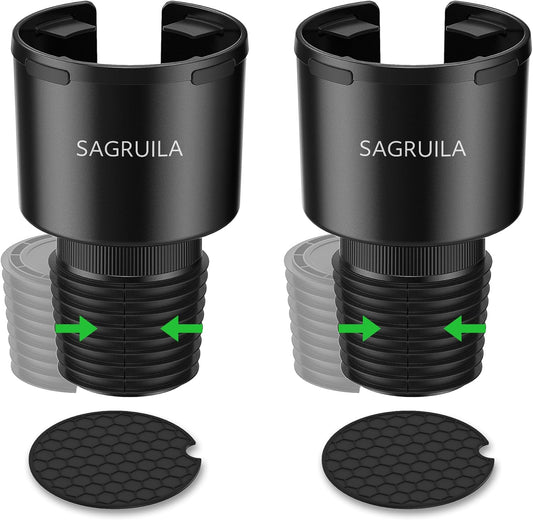 Car Cup Holder Expander, Cup Holder Expander for Car with Stretchable Rubber Base, Large Cup Holder Adapter Compatible with Yeti, Hydro Flask, Nalgene, Stanley, Owala, Bottles in 2.8”-4.13”, 2 Pack