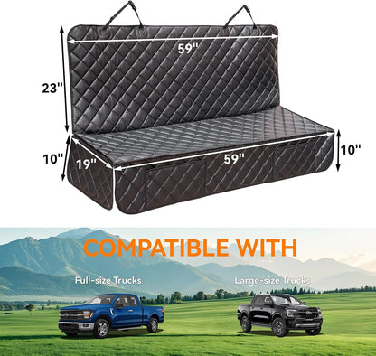 Dog Car Seat Cover for Back Seat, Waterproof Back Seat Covers for Dogs, PU Leather Nonslip Bench Dog Seat Cover Universal Fit Most Vehicles,SUVs,Small Trucks（Black,Standard）