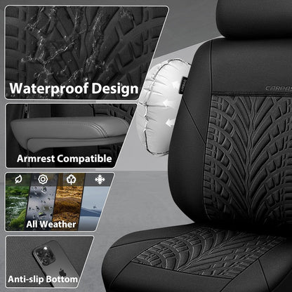 CAR PASS Car Seat Covers Full Sets, Front & Split Rear Bench for Car, 3D Tyre Embossed Automotive Interior Covers, Airbag Compatible, Quick Setup Universal Fit Seat Covers for Car, SUV(Charcoal)