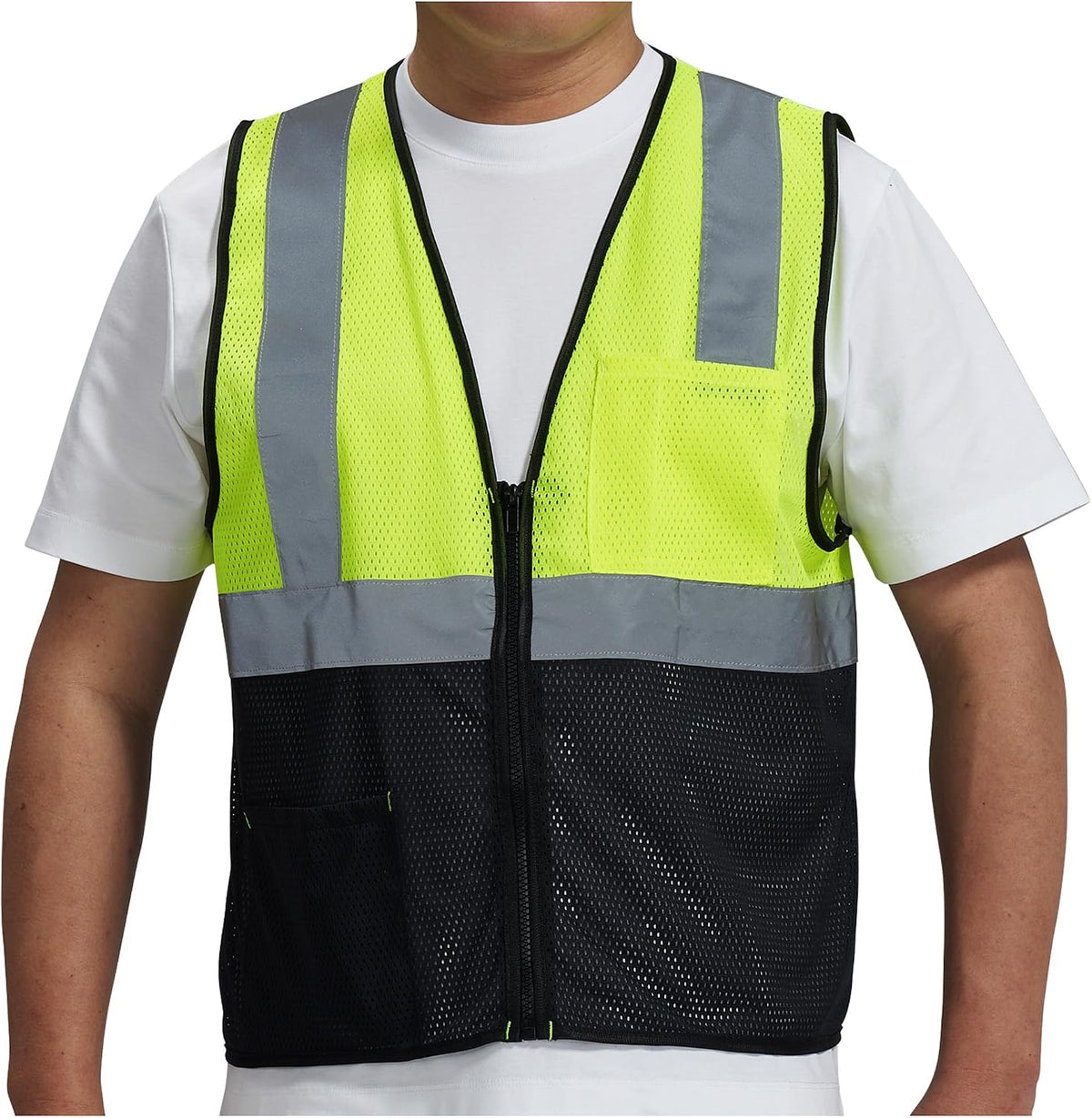 AYKRM 2 Pocket Mesh High Visibility Reflective Safety Vest for men & Women ANSI/ISEA 107 Standards