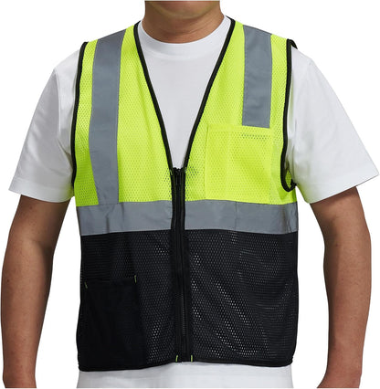 AYKRM 2 Pocket Mesh High Visibility Reflective Safety Vest for men & Women ANSI/ISEA 107 Standards