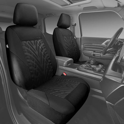 CAR PASS Car Seat Covers Full Sets, Front & Split Rear Bench for Car, 3D Tyre Embossed Automotive Interior Covers, Airbag Compatible, Quick Setup Universal Fit Seat Covers for Car, SUV(Charcoal)