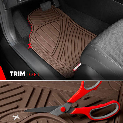 Motor Trend FlexTough Performance All Weather Rubber Car Floor Mats - 3 Piece Floor Mats Automotive Liners for Cars Truck SUV, Heavy-Duty Waterproof (Black)