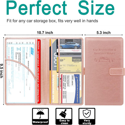RSAquar Car Registration and Insurance Holder, Vehicle Glove Box Organizer Cool Car Accessories, Auto Truck Document Holder for Cards, Driver License, Black Glitter