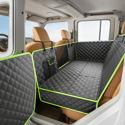 Dog Car Seat Cover for Back Seat, Waterproof Leather Fabric Back Seat Extender for dogs 52.4 * 24.4in, Foldable in The Car, Hard PVC Panels Bottom Support to 330 lbs, for Cars/Mid-Size SUV/Small Truck