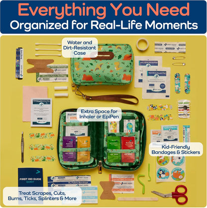 KeepGoing Travel First Aid Kit for Kids – 130 Pc. for Car, Home, Purse, Diaper Bag & Backpack with Latex-Free Bandages - Mini First Aid Kit Travel Size TSA-Approved