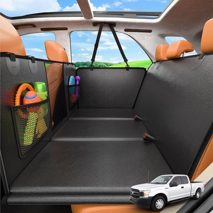 URPOWER 2026 Upgraded Back Seat Extender for Dogs - Large Hard Bottom Dog Car Seat Cover Holds 550lbs, Waterproof Dog Hammock Pet Bed with High-Density Foam Non-Slip Backseat Protector