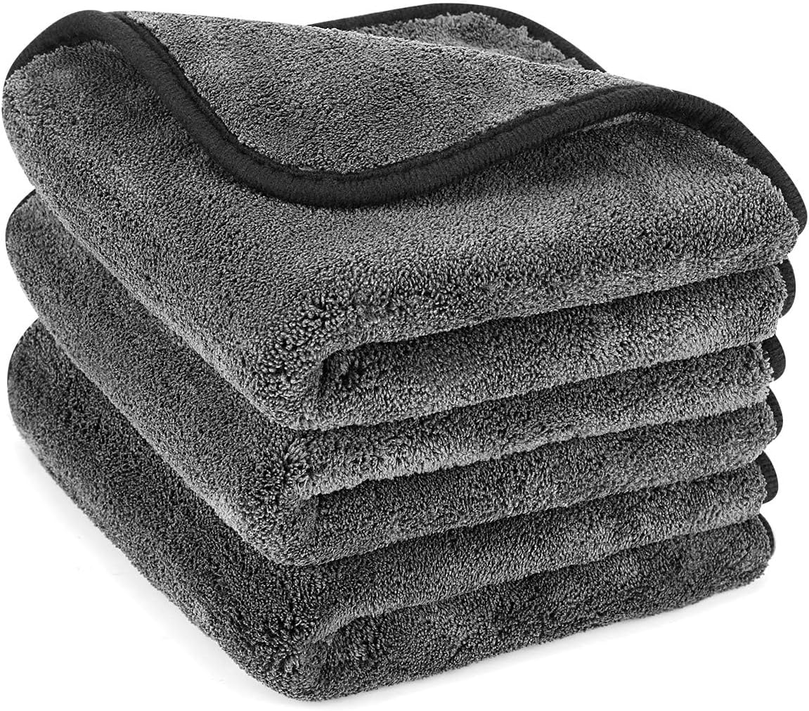 GTF Microfiber Car Cleaning Cloths, Upgraded 1200gsm Ultra-Thick Cars Drying Towel Microfiber Cloth for Car and Home Polishing Washing and Detailing 16'' x 16''(3 Pack)
