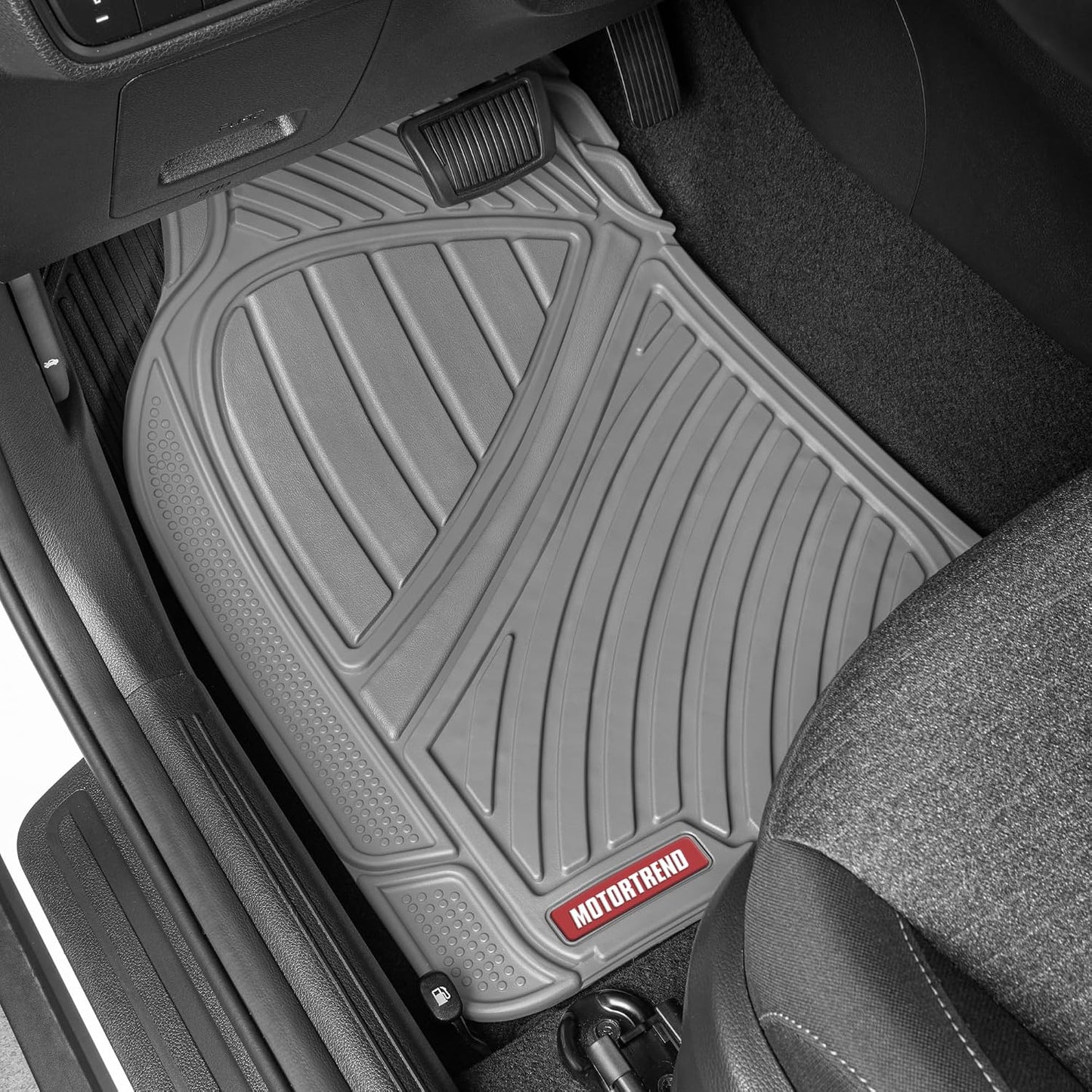 Motor Trend FlexTough Performance All Weather Rubber Car Floor Mats - 3 Piece Floor Mats Automotive Liners for Cars Truck SUV, Heavy-Duty Waterproof (Black)