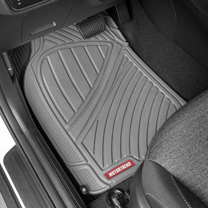 Motor Trend FlexTough Performance All Weather Rubber Car Floor Mats - 3 Piece Floor Mats Automotive Liners for Cars Truck SUV, Heavy-Duty Waterproof (Black)