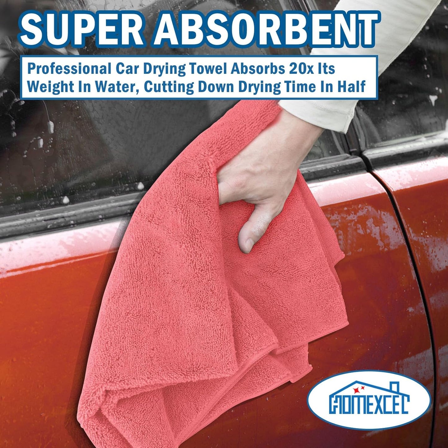 HOMEXCEL Professional Large Microfiber Car Drying Towels 2 Pack, Lint Free, Scratch Free, Highly Absorbent Drying Towel for Cars, SUVs, RVs, Trucks, and Boats,31" x 24",Grey