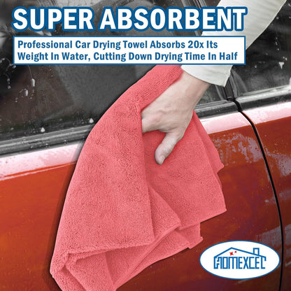 HOMEXCEL Professional Large Microfiber Car Drying Towels 2 Pack, Lint Free, Scratch Free, Highly Absorbent Drying Towel for Cars, SUVs, RVs, Trucks, and Boats,31" x 24",Grey