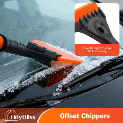 TidyBliss Ice Scraper and Snow Brush for Car Windshield, 24.8 inches Aluminum Frost Remover with Ergonomic Foam Grip for SUV Truck Glass Window (Orange)