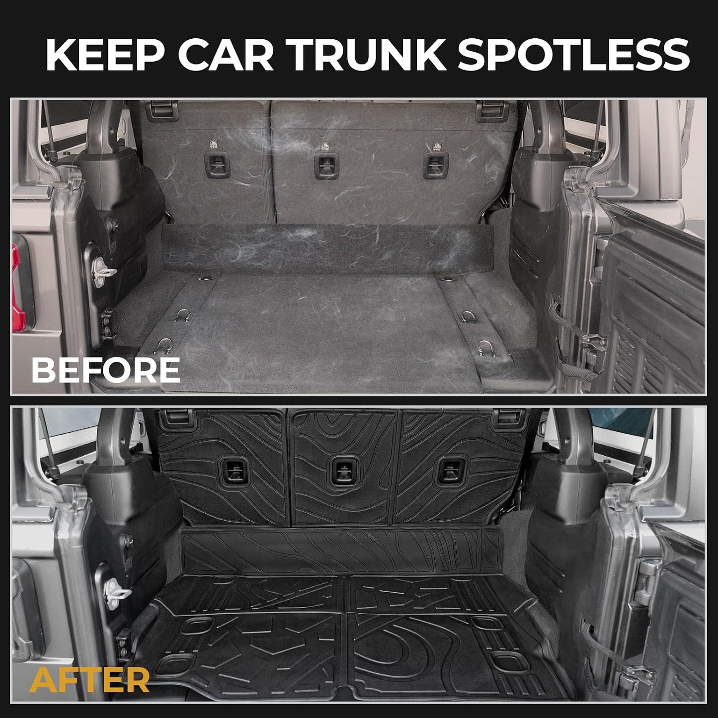 Floor Mats for Jeep Cherokee 2019-2023, All Weather Floor Mats Trunk Cargo Liner with Backrest Protectors and Door Sill Guards Accessories, Full Coverage Set