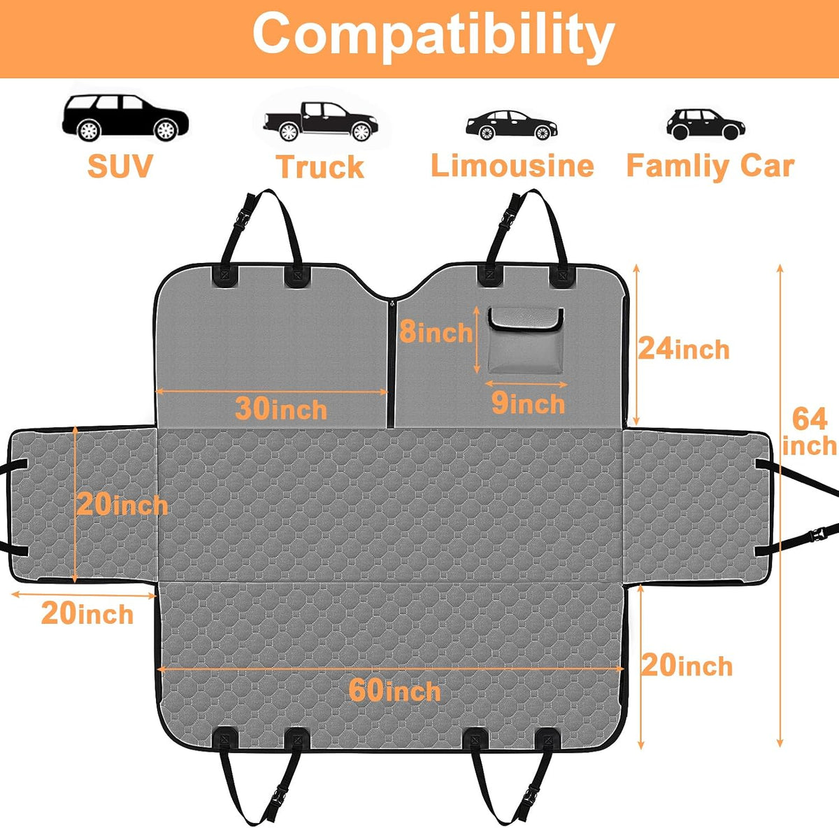 Mancro Dog Car Seat Cover for Back Seat, 2026 Upgraded 600D Heavy Duty Waterproof & Scratch-Resistant Dog Hammock for Car, Back Seat Pet Cover for Dogs with Sedan, Trucks and SUVs, Standard, Black