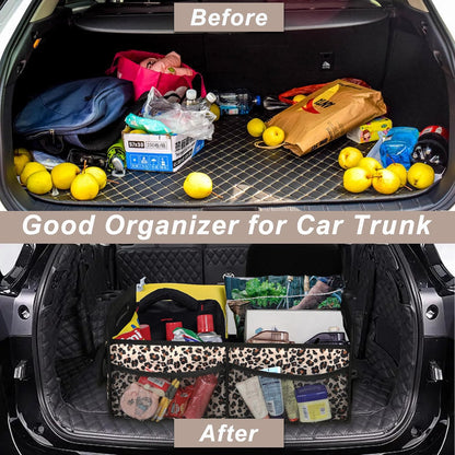 Deosk Car Trunk Organizer for SUV, Car Organizers and Storage with Reinforced Handles, Car Accessories for Women/Men 50LWaterproof Polyester Trunk Organizer, Black